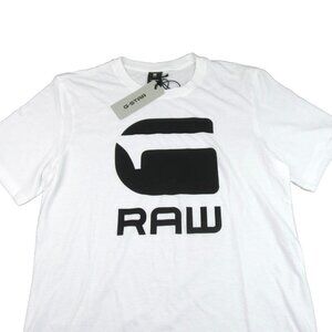 G-Star Raw White Graphic Logo Short Sleeve T-Shirt Mens Size Large Tee NEW